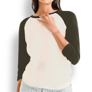 FAHERTY Cloud Baseball Charcoal Grey & White Raglan Tee Long Sleeve T-shirt Top